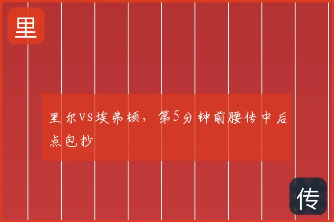 里尔vs埃弗顿，第5分钟前腰传中后点包抄